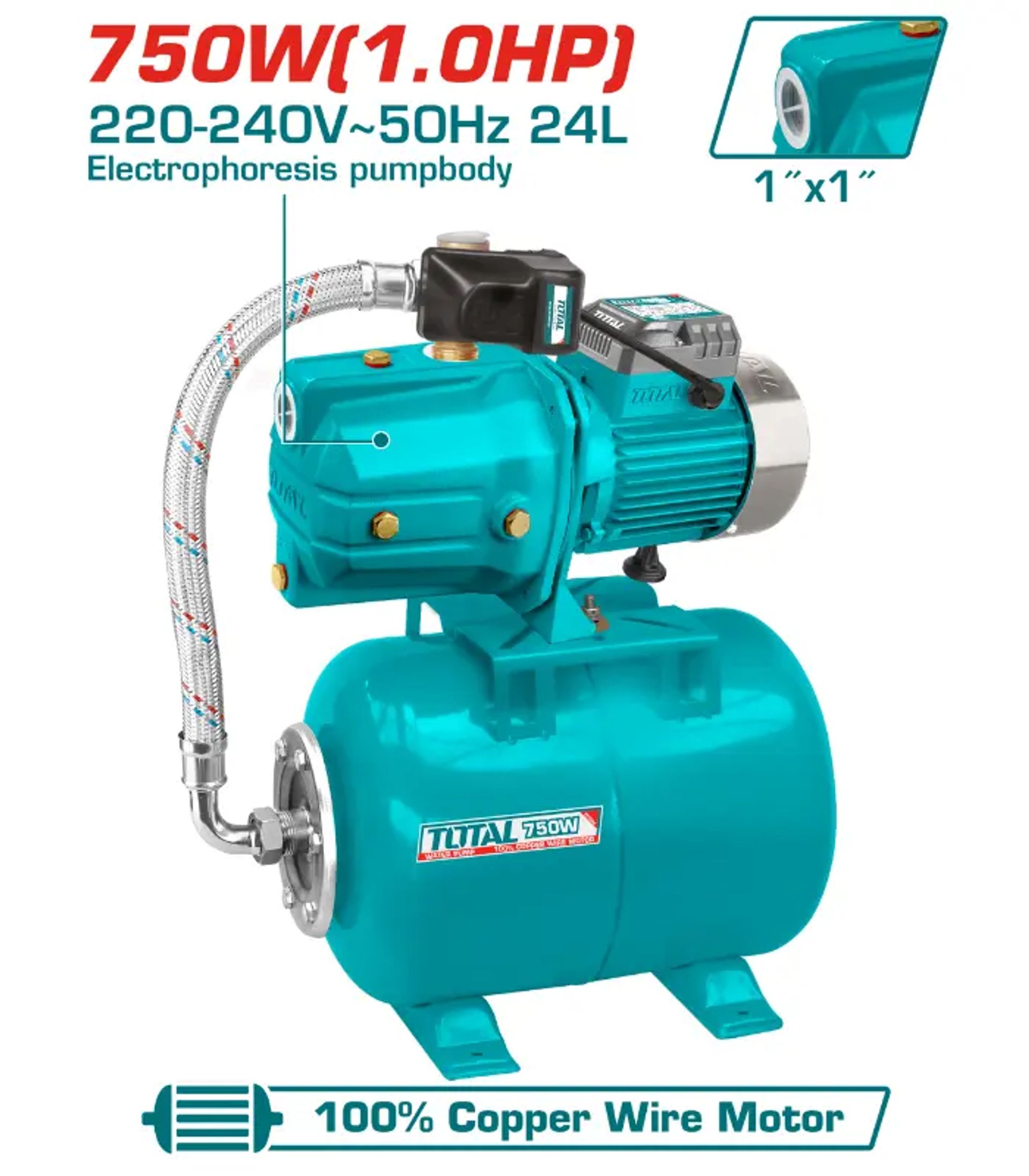 0.75KW ПУМПА ЗА ВОДА ХИДРОФОР TOTAL TVP47506