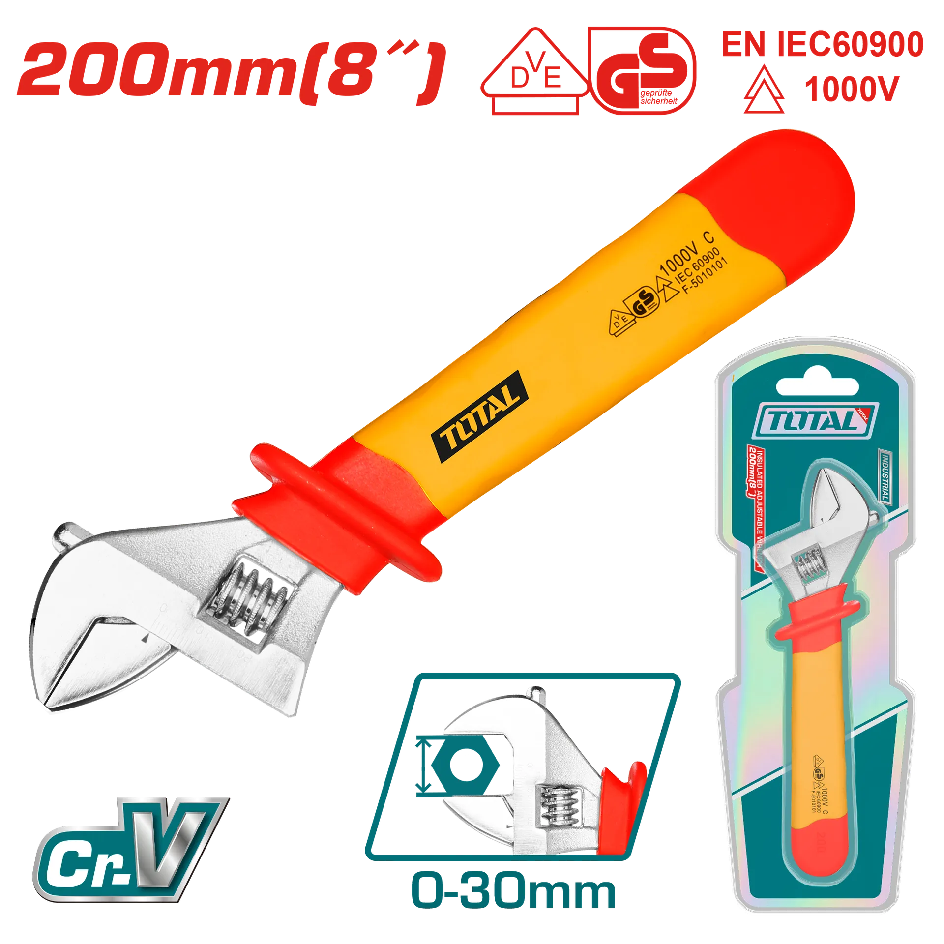 Çelës francez elektricist 200mm 0-30mm TOTAL THIADW081