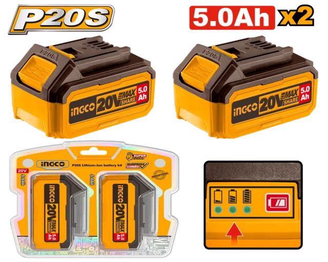 СЕТ БАТЕРИИ INGCO 2×5.0Ah – COSLI240464E