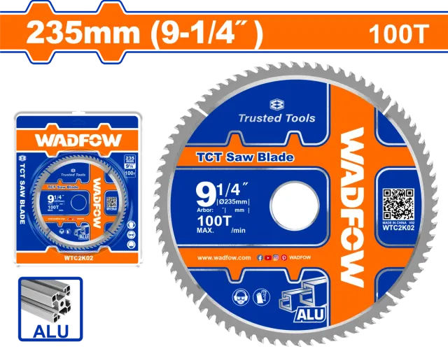 ПИЛА ЗА ЦИРКУЛАР АЛУМИНИУМ 235mm 100T WADFOW WTC2K02