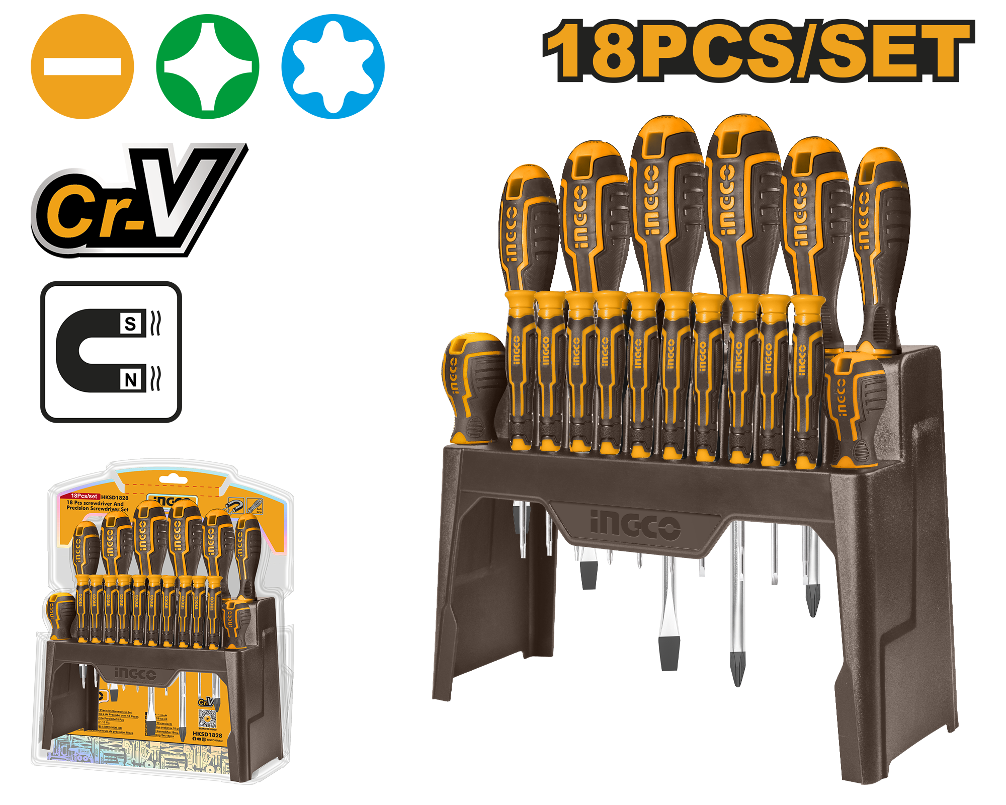 Seti pincë SHPRESiNE 18/1 INGCO HKSD1828