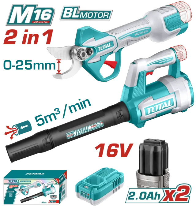 Sete baterie 2/1 makinat prerese + fryrese 16V 2×2.0Ah TOTAL TOSLI250385(M)