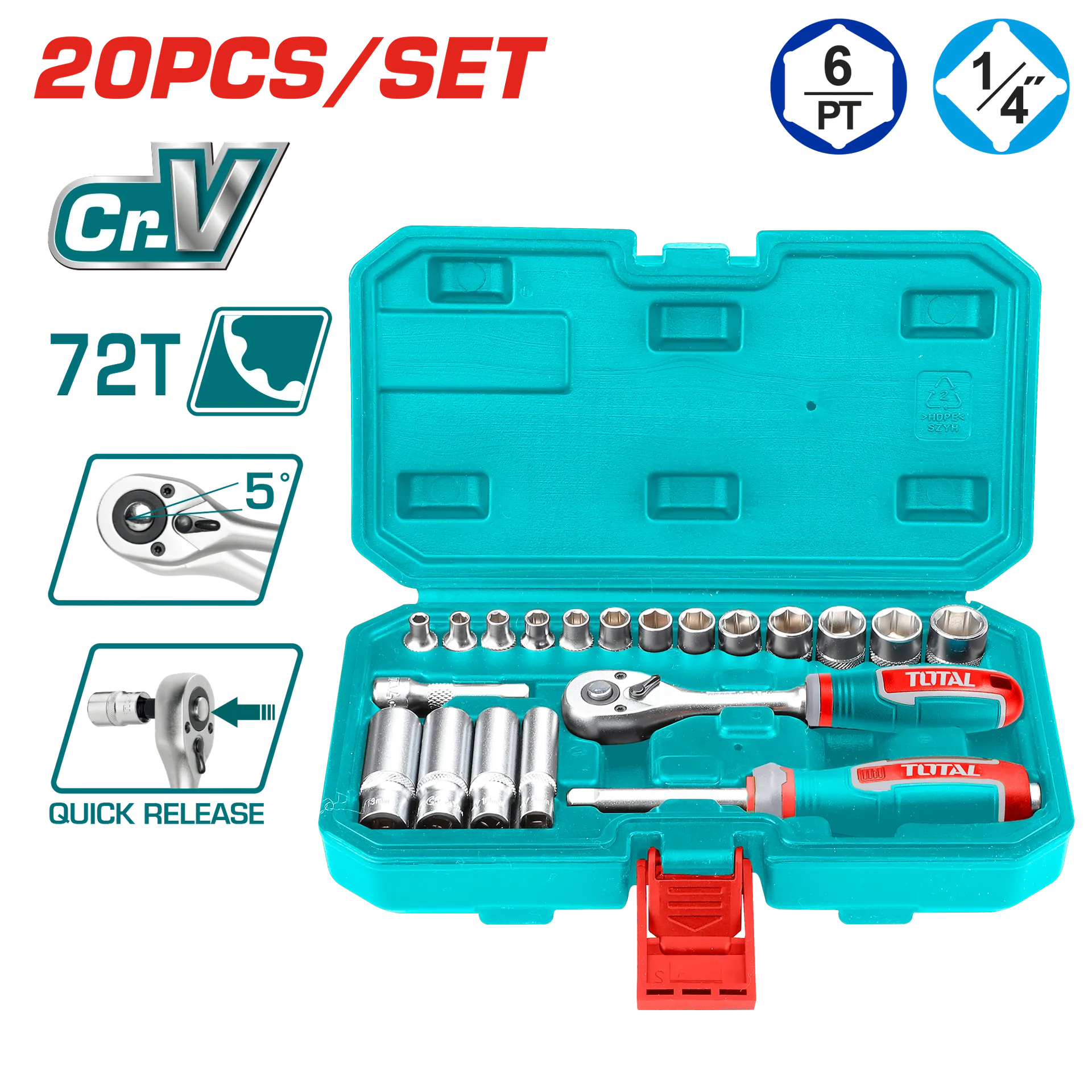 TOTAL çelës tuks set 20/1 1/4″ THT141201