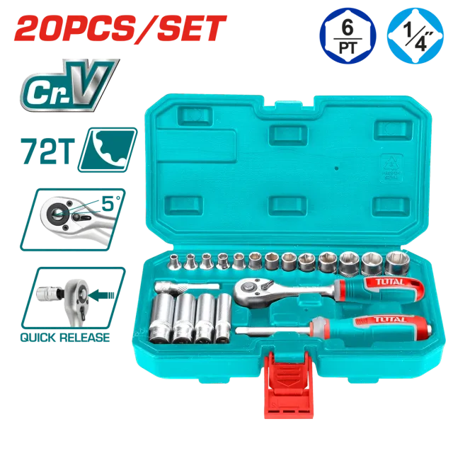 TOTAL çelës tuks set 20/1 1/4″ THT141201