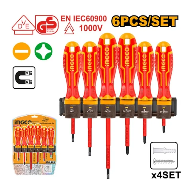 Komplet kaçavida elektricisti 6/1 VDE 1000V INGCO HKISD0608