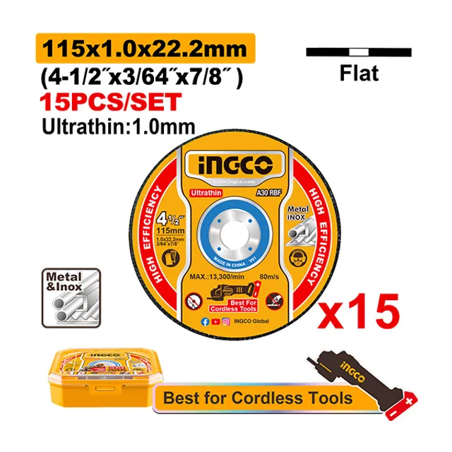 ДИСК ЗА СЕЧЕЊЕ УЛТРАТЕНОК 115mm СЕТ 15/1 INGCO MCD1015115