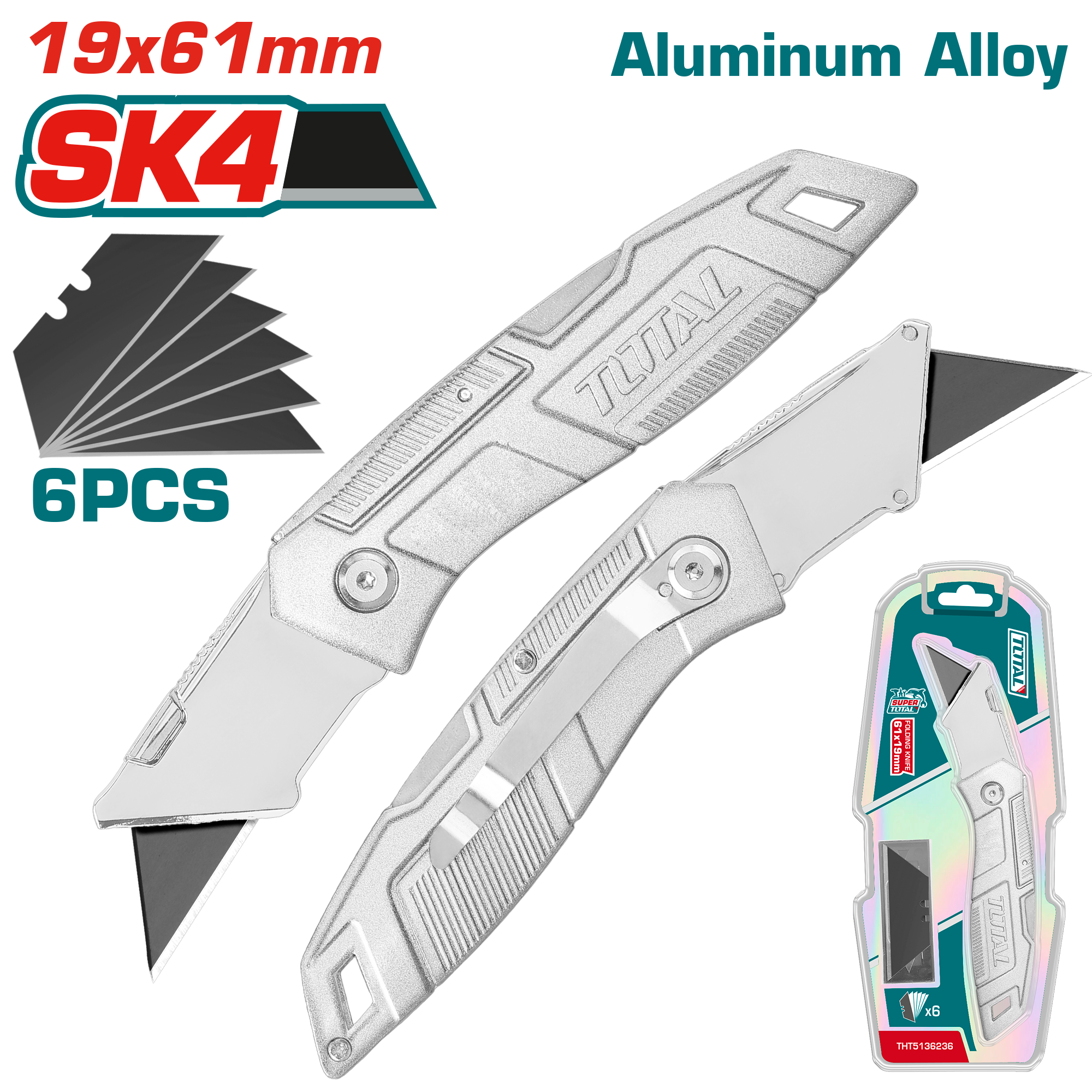 СКАЛПЕР TOTAL 61x19mm + 5 НОЖА THT5136236
