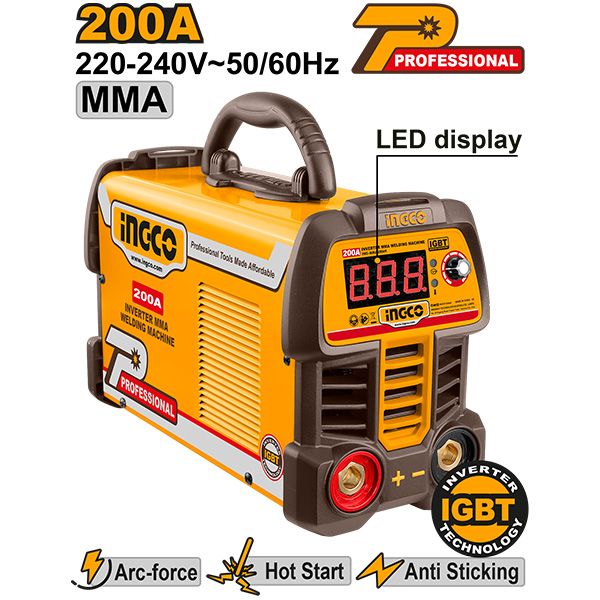 ИНВЕРТОР ЗА ЗАВАРУВАЊЕ INGCO 200A СО ДИСПЛЕЈ ING-MMA20069