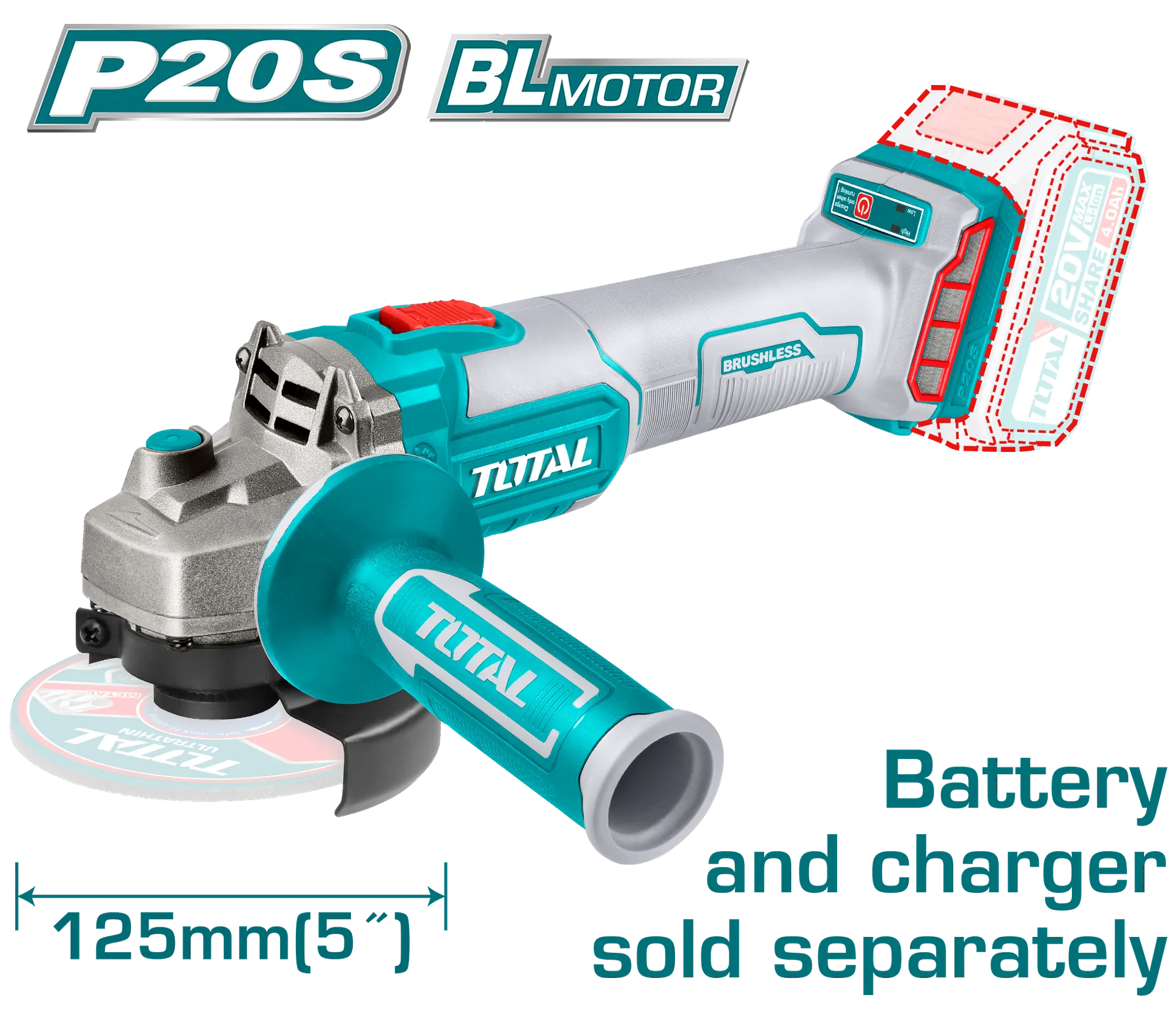 БРУСИЛКА 20V СОЛО БЕЗ БАТЕРИИ 125mm TOTAL TAGLI201258