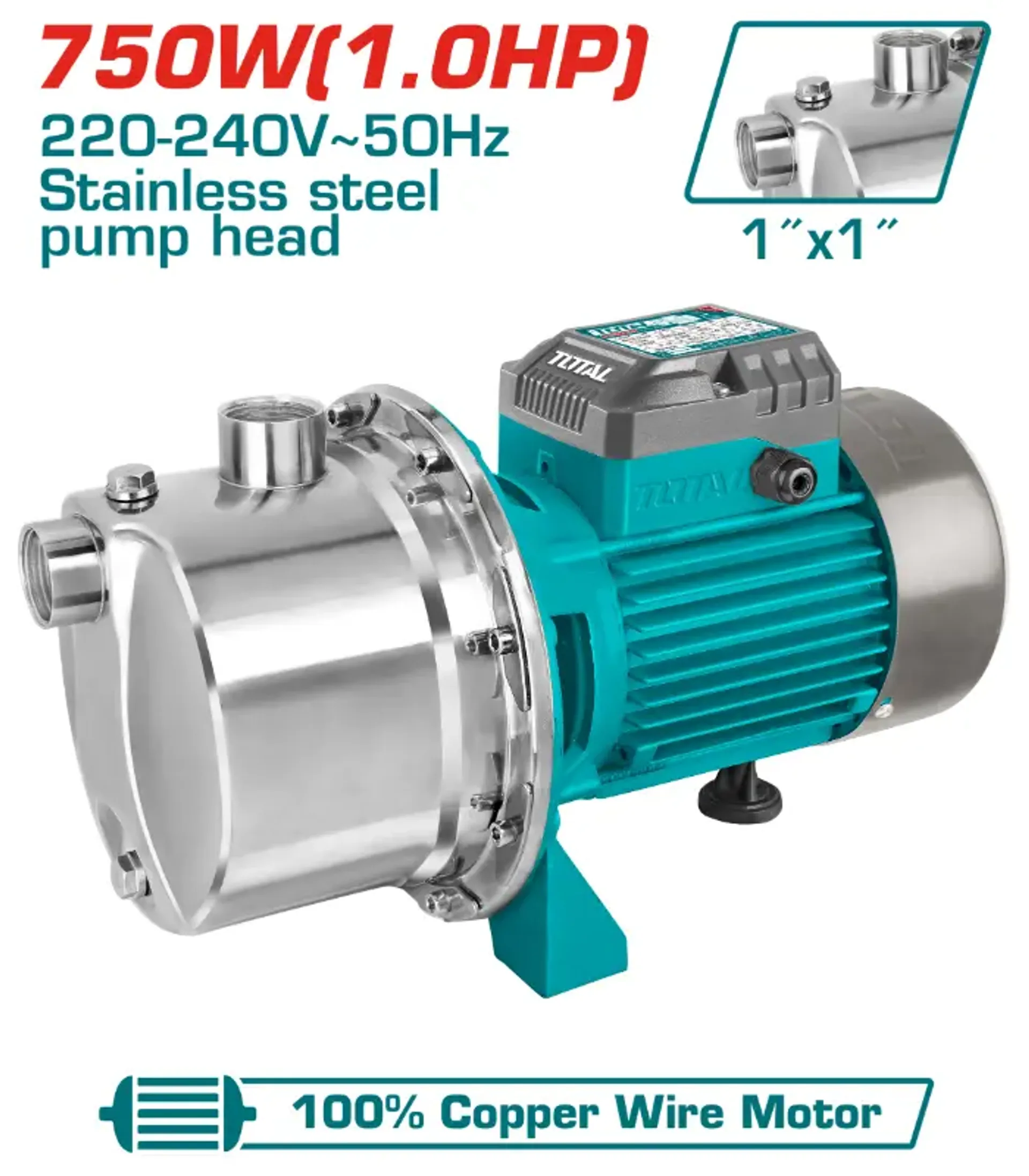 ПОМПА ПЕР ЛЛА vakuum INOX TOTAL 0.75KW TVPS375062