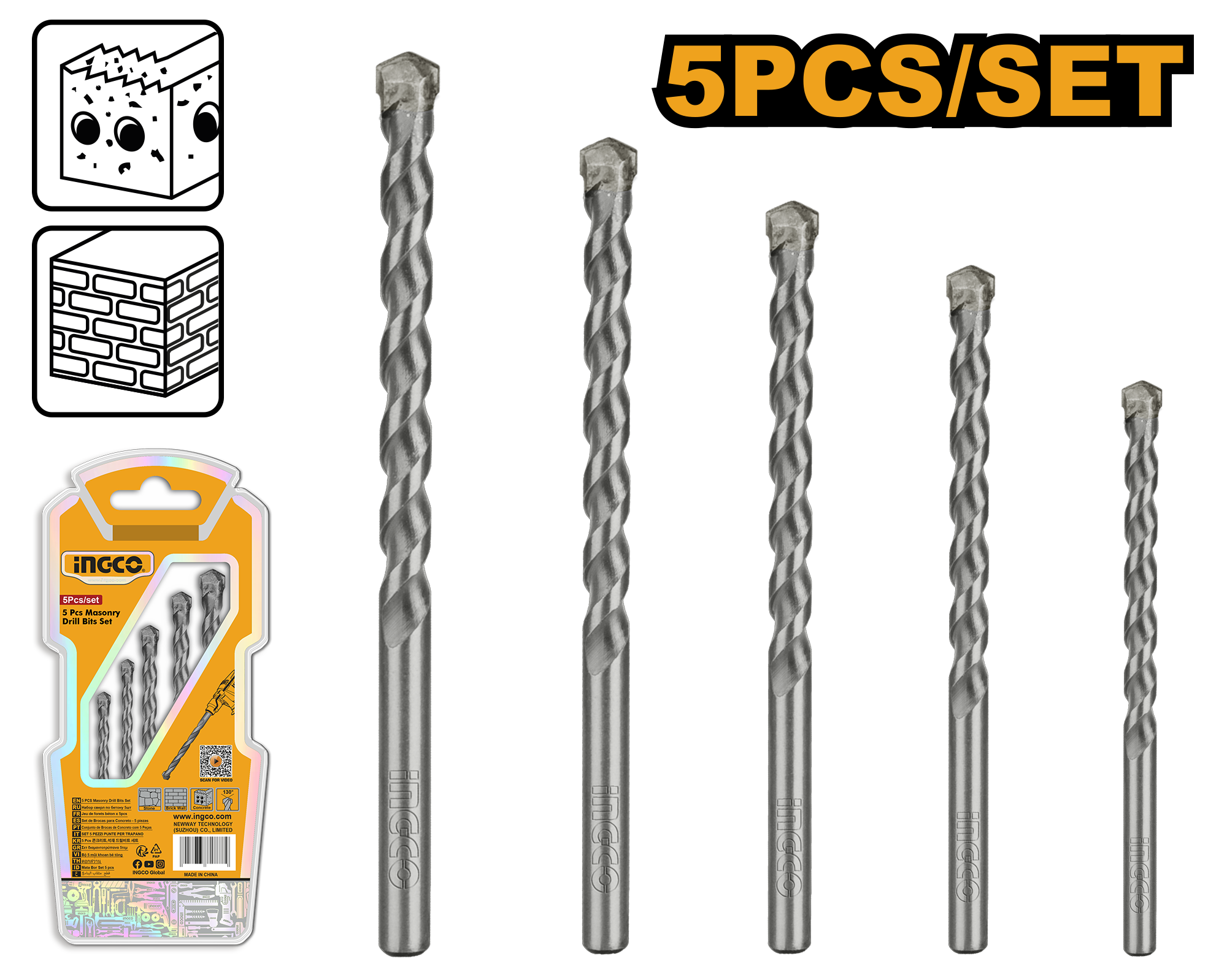 Set Shpuese për Beton INGCO 5/1 AKDB3055