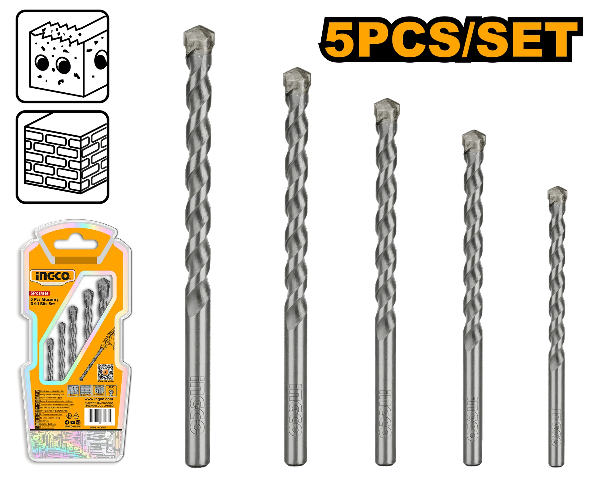 Set Shpuese për Beton INGCO 5/1 AKDB3055