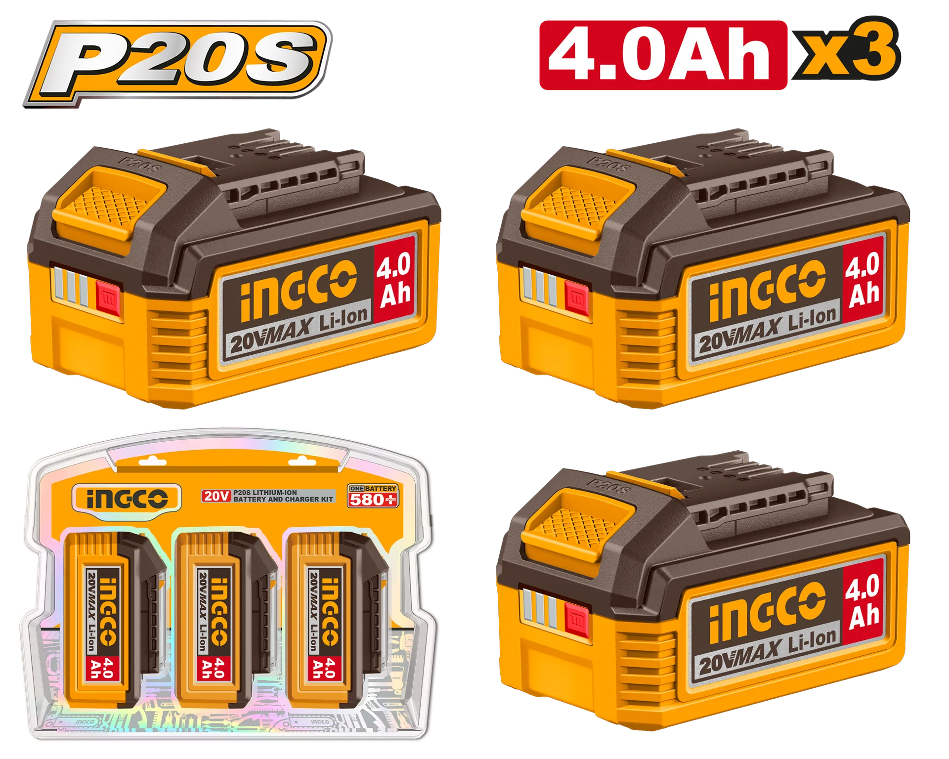 Set baterish INGCO 3x4.0Ah COSLI251296