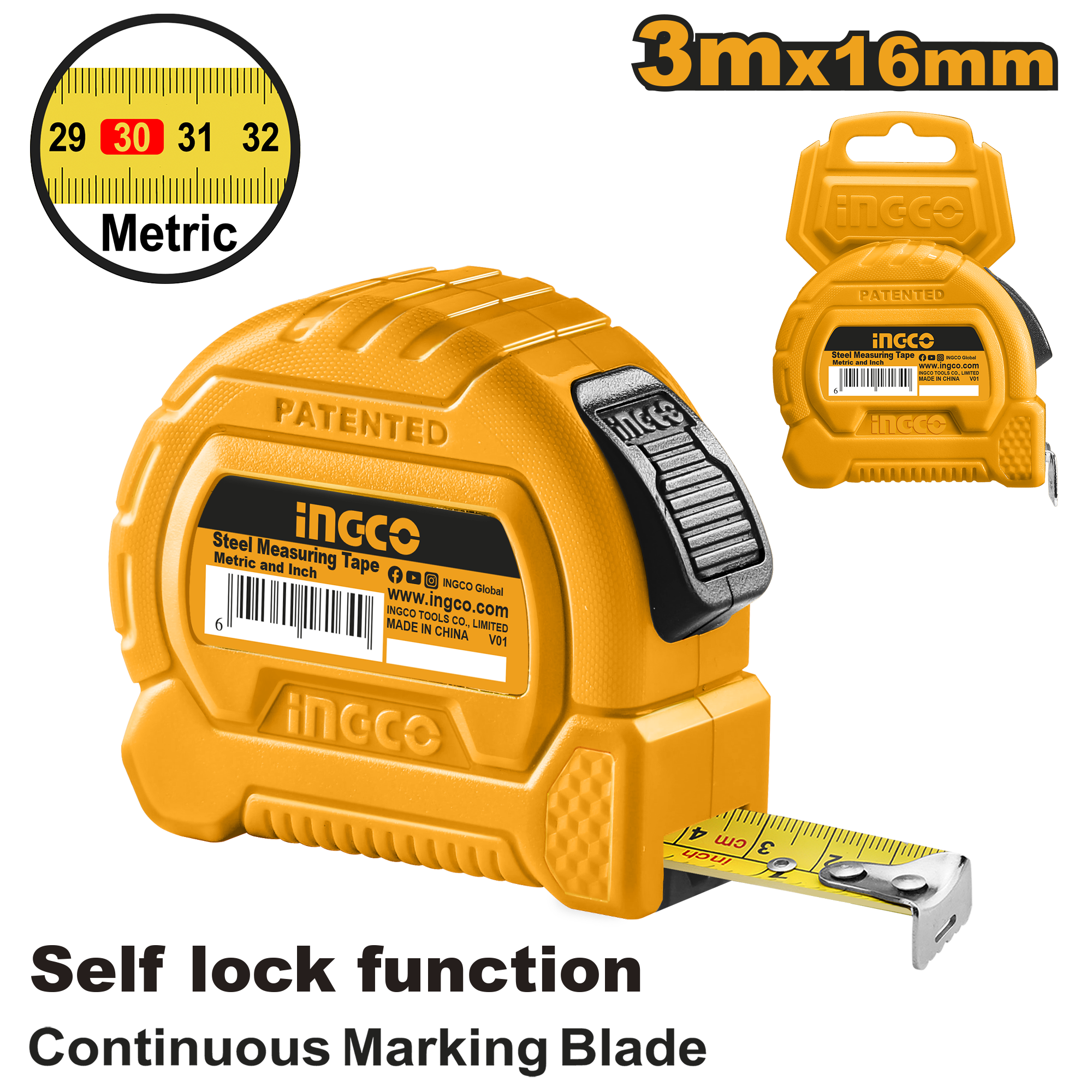 МЕТРО СС 3Mx16mm INGCO HSMT27316-1