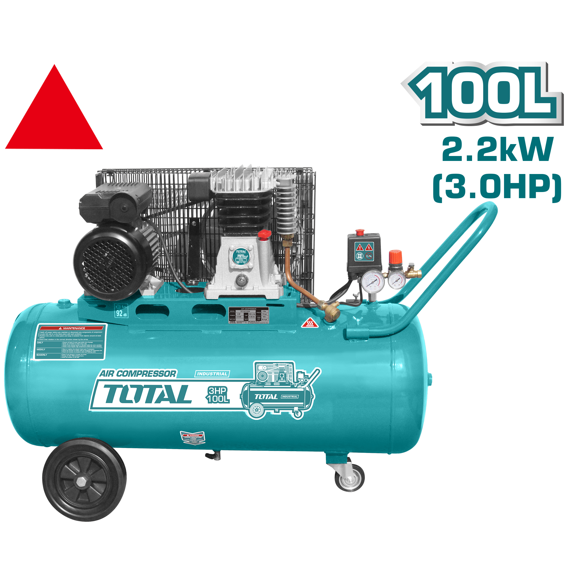 Kompresor me vaje 2.2Kw 100L TOTAL TC1301006