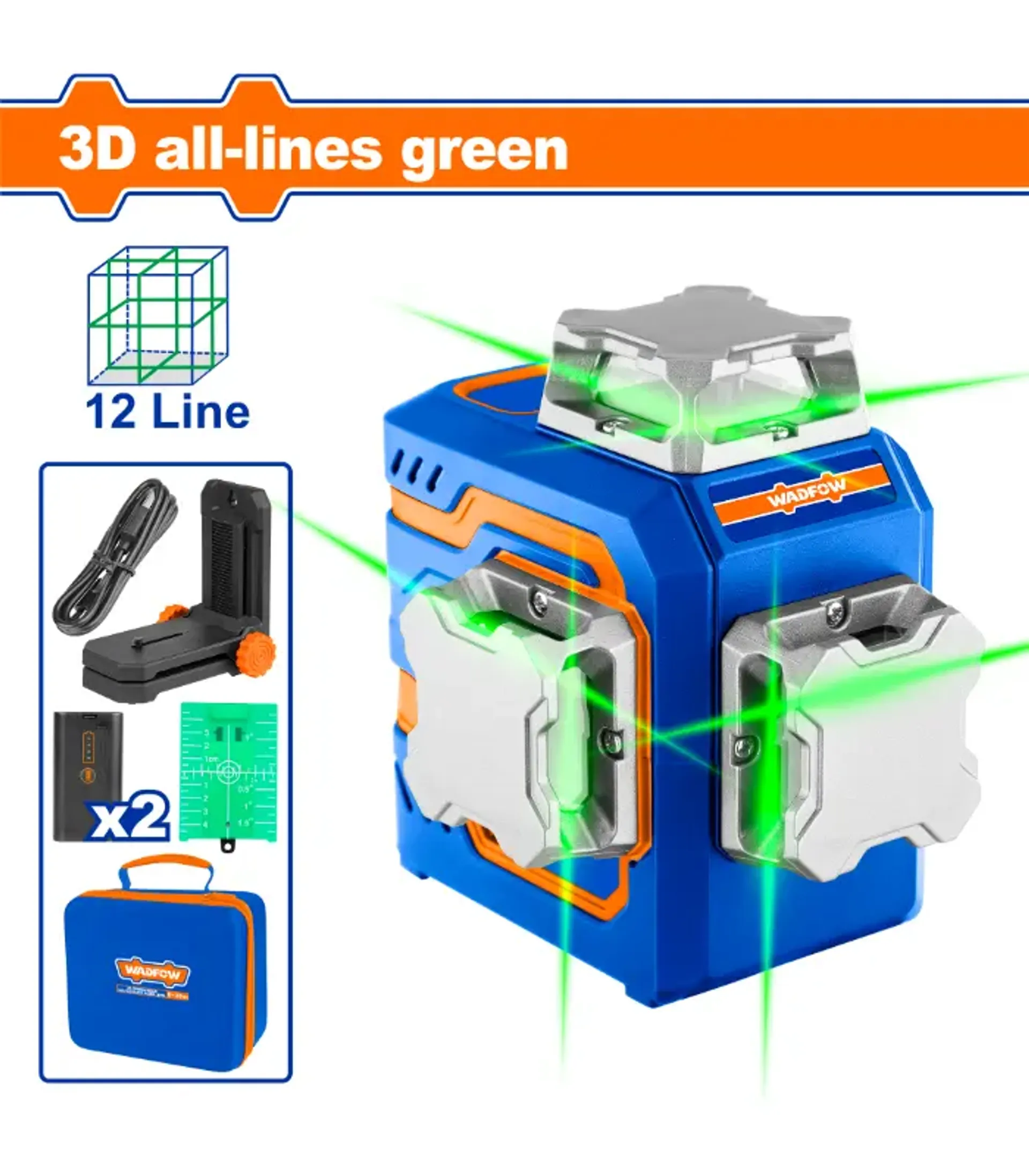 3D laser nivelator me 12 linja deri 30m WAD (raz i gjelbër WADFOW)