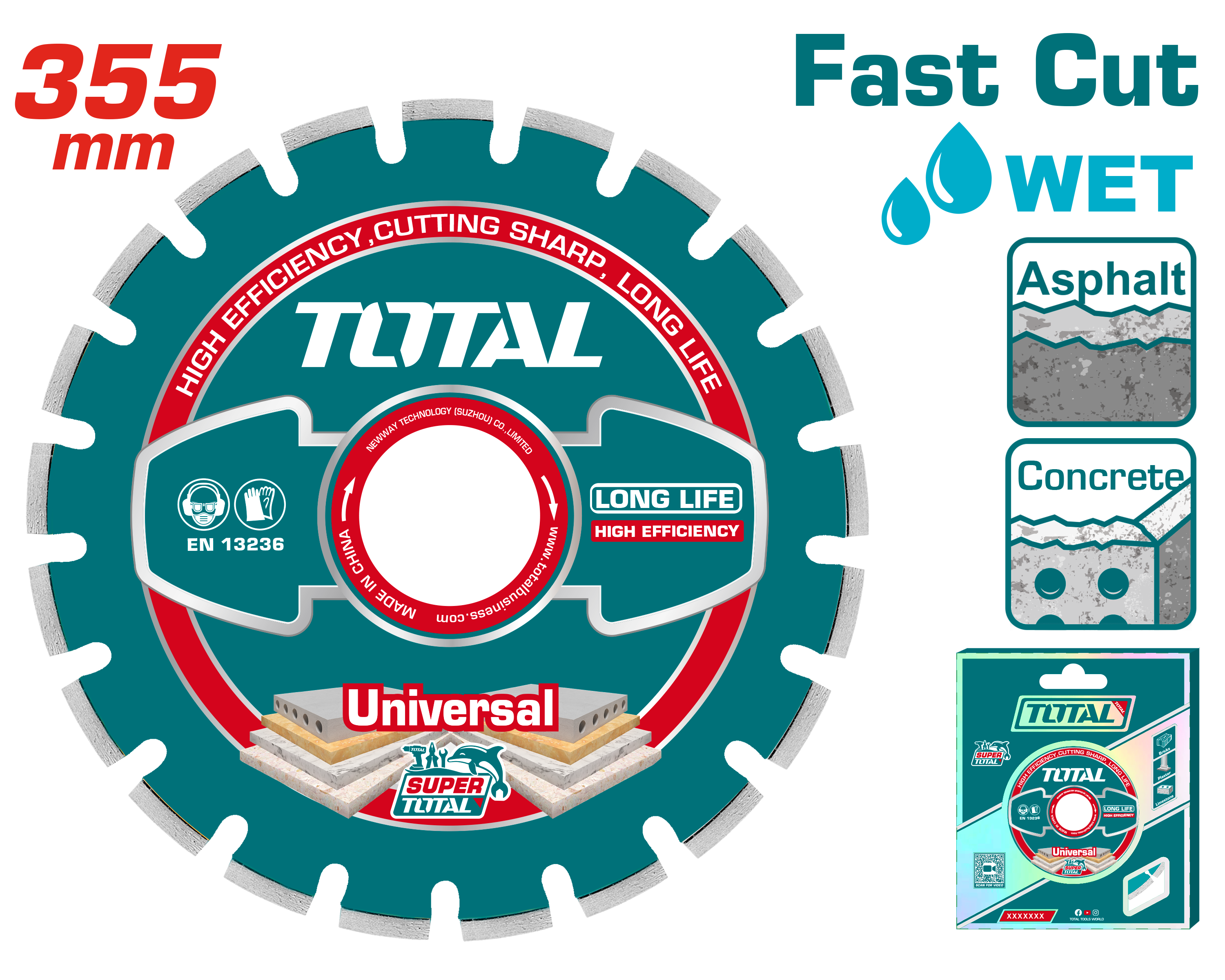 ДИЈАМАНТ ДИСК TOTAL 355mm ЗА БЕТОН И АСФАЛТ 3558 TAC2113551