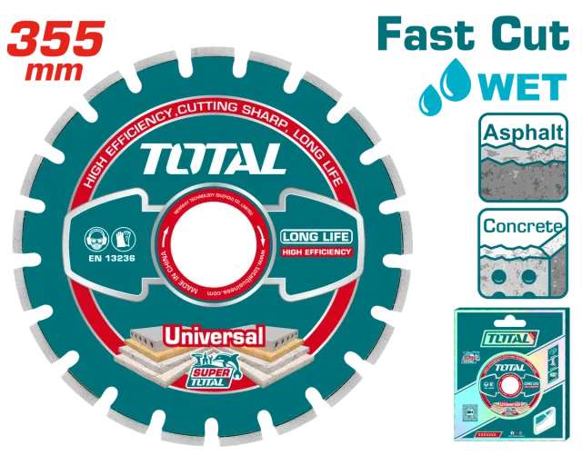 Disk diamant TOTAL 355mm për beton dhe asfalt 3558 TAC2113551