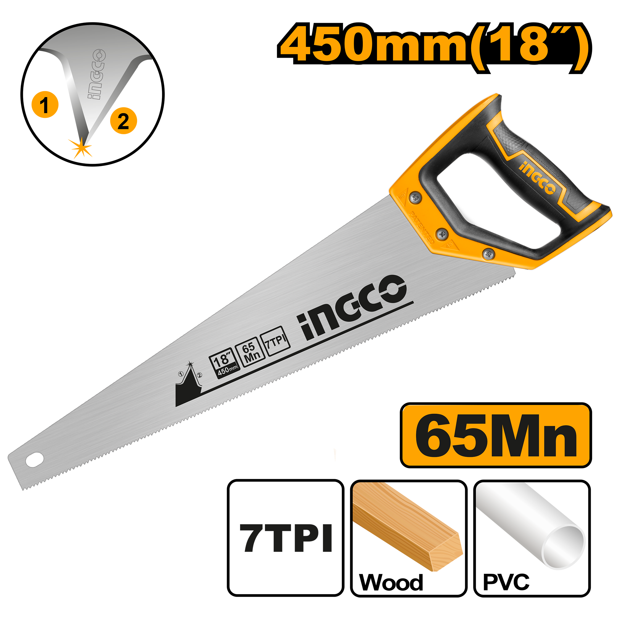 РАЧНА ПИЛА 450mm ДРВО И ПЛАСТИКА INGCO HHAS08450