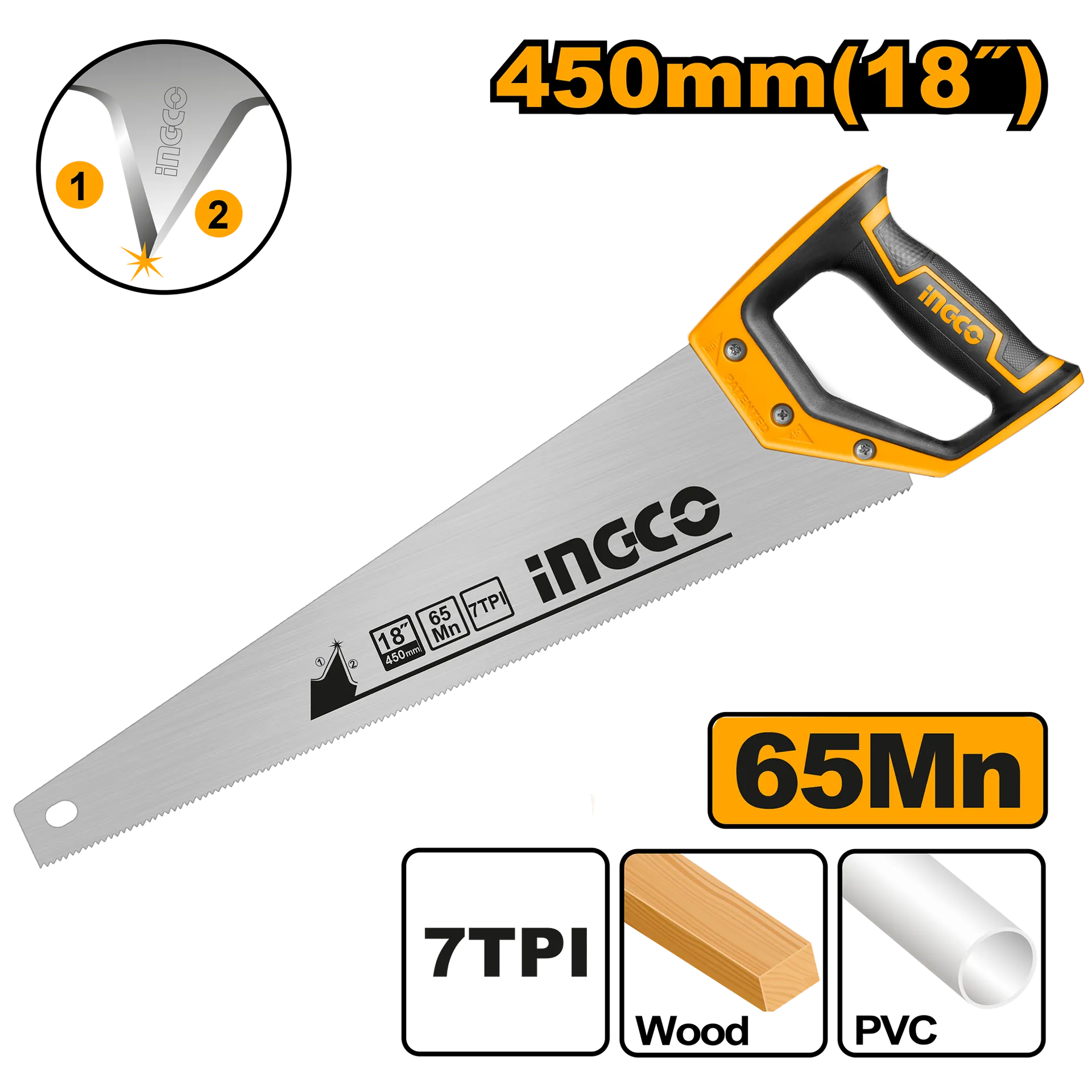 РАЧНА ПИЛА 450mm ДРВО И ПЛАСТИКА INGCO HHAS08450