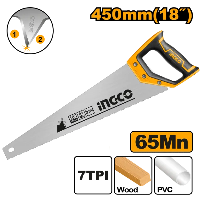 Sharrë e dorës 450mm druri dhe plastika INGCO HHAS08450