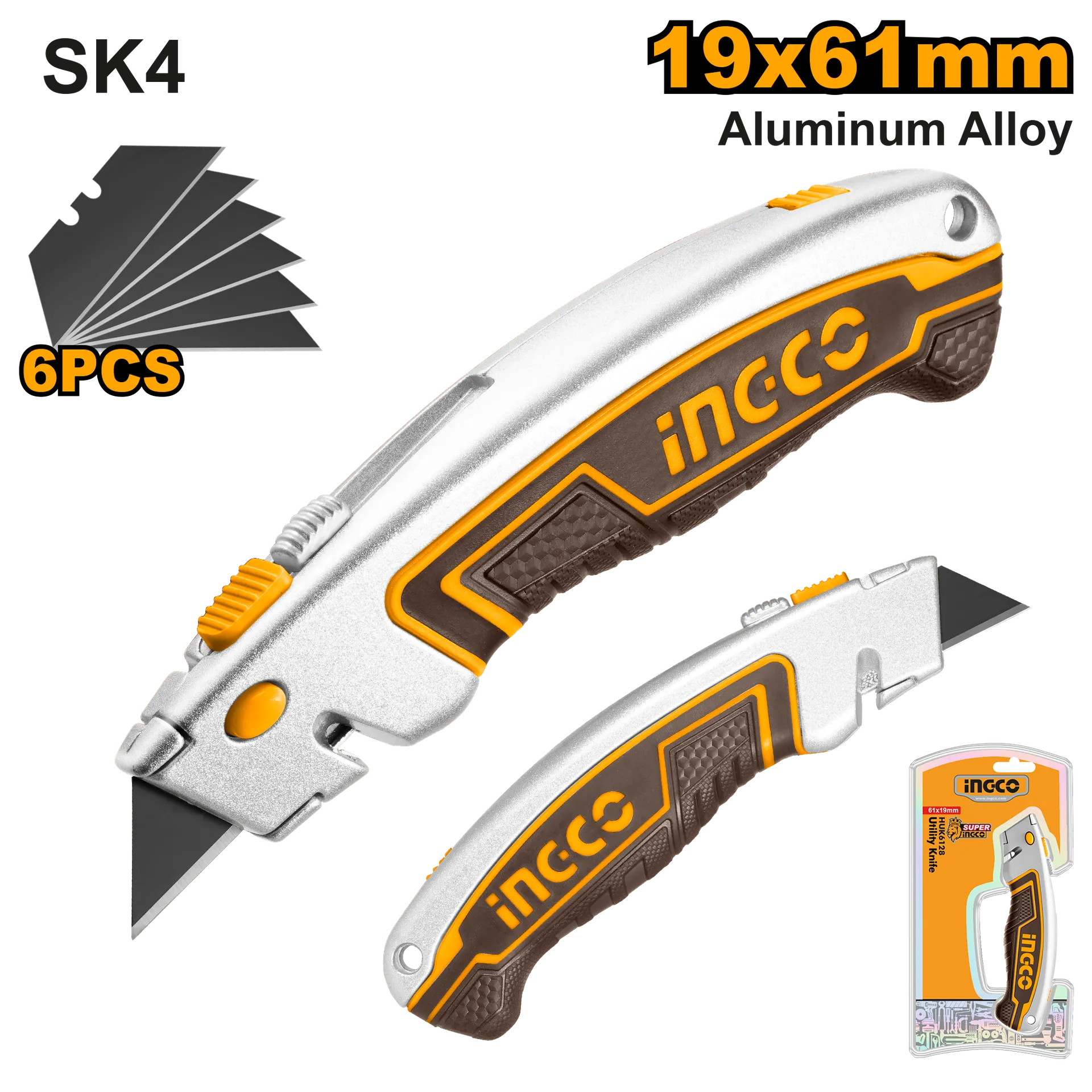 СКАЛПЕР 61X19mm SK4 +6 СЕЧИВА INGCO HUK6128
