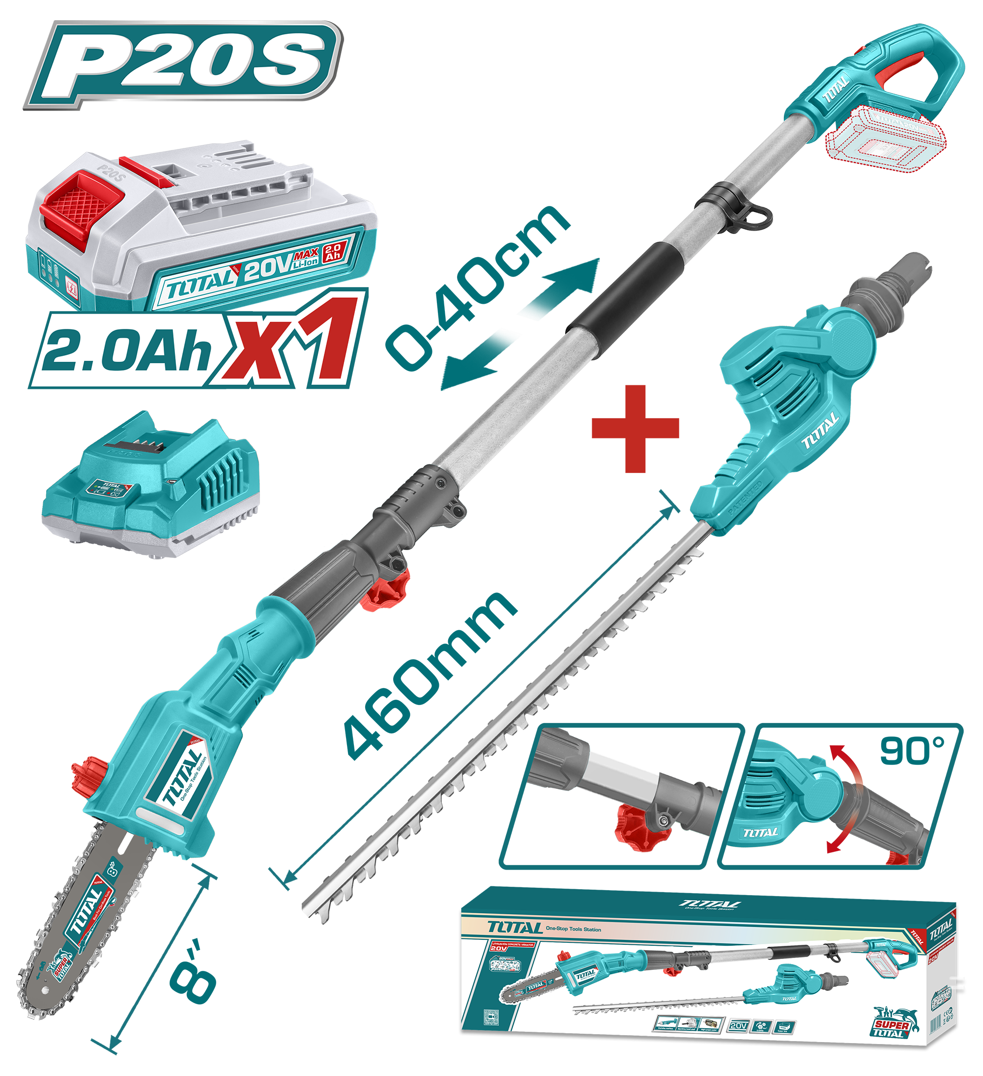 Kompleti i baterisë për gardh 20V 1×2.0Ah TOTAL TPTS201681