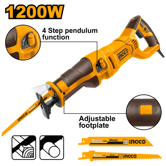Sharrë reciproke 1200W INGCO – RS12001