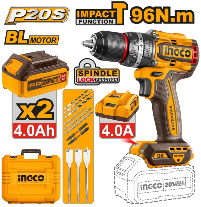 ШТРАФИЛИЦА 20V 96Nm 2×4.0Ah INGCO CIDLI20968