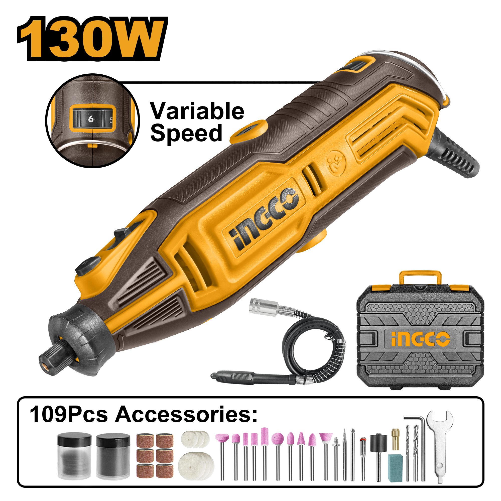 Brusuese këndore INGCO 130W MG13328
