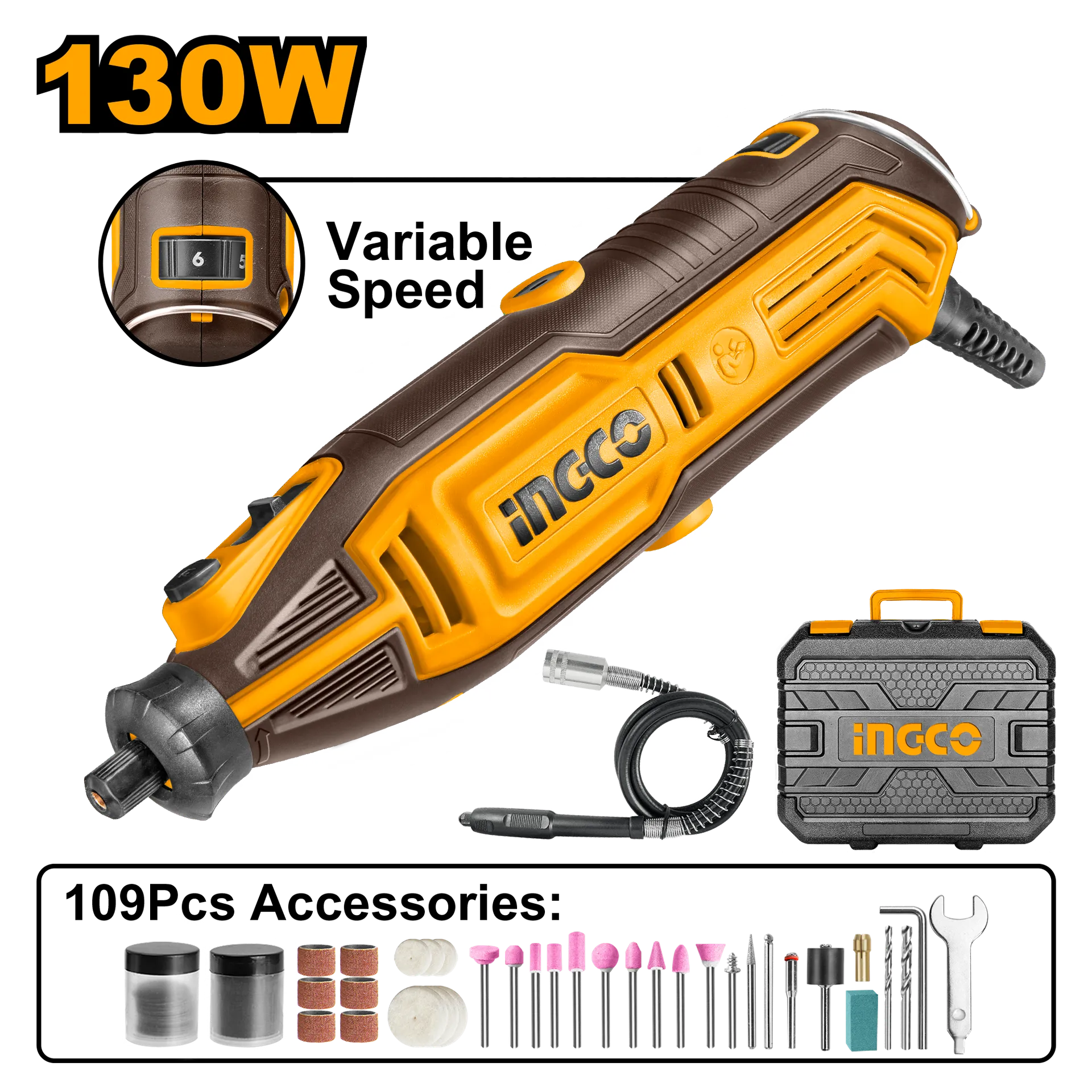Brusuese këndore INGCO 130W MG13328