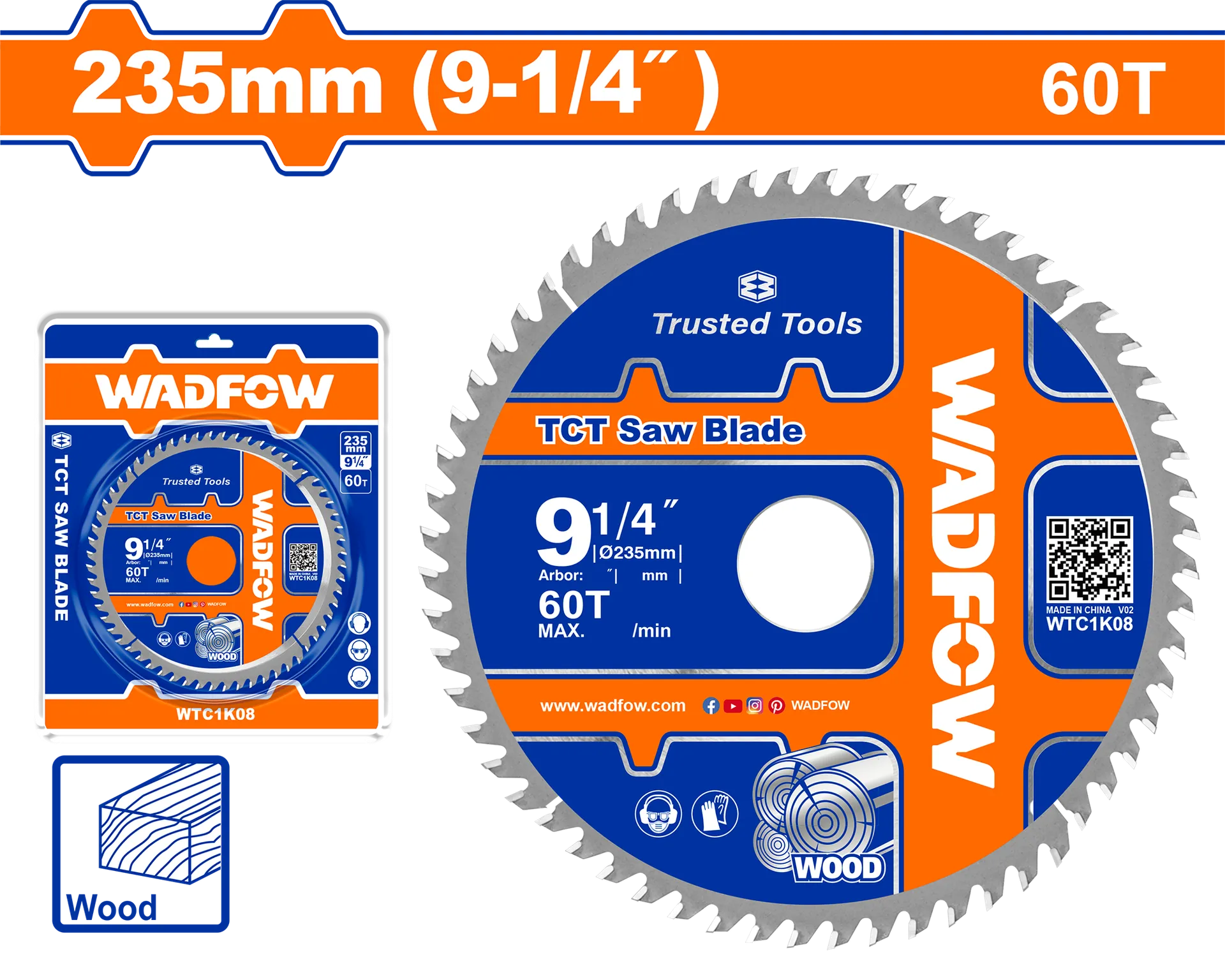Pila rrethore per dru 235mm 60T WADFOW WTC1K08
