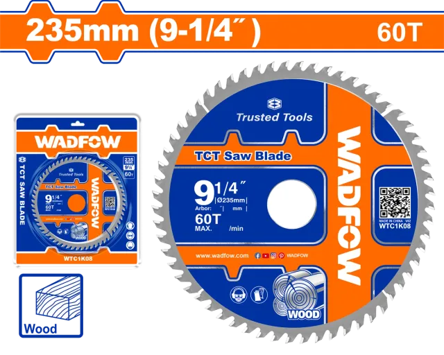 ПИЛА ЗА ЦИРКУЛАР ГЕР ДРВО 235mm 60T WADFOW WTC1K08