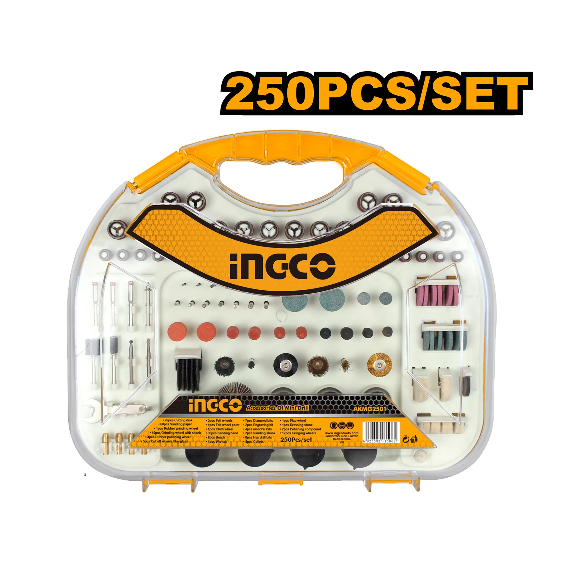 Додатоци за дремел INGCO 250 парчиња AKMG2501
