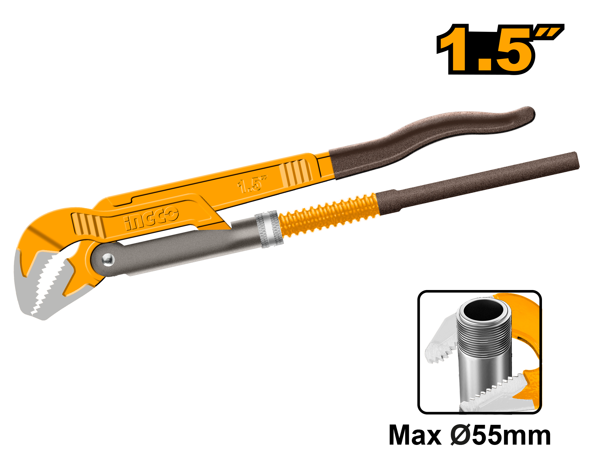 РОТЦАНГЛА 1.5″ 55mm КЛЕШТА ЗА ЦЕВКИ ВОДОВОДЏИСКА INGCO HPW04153