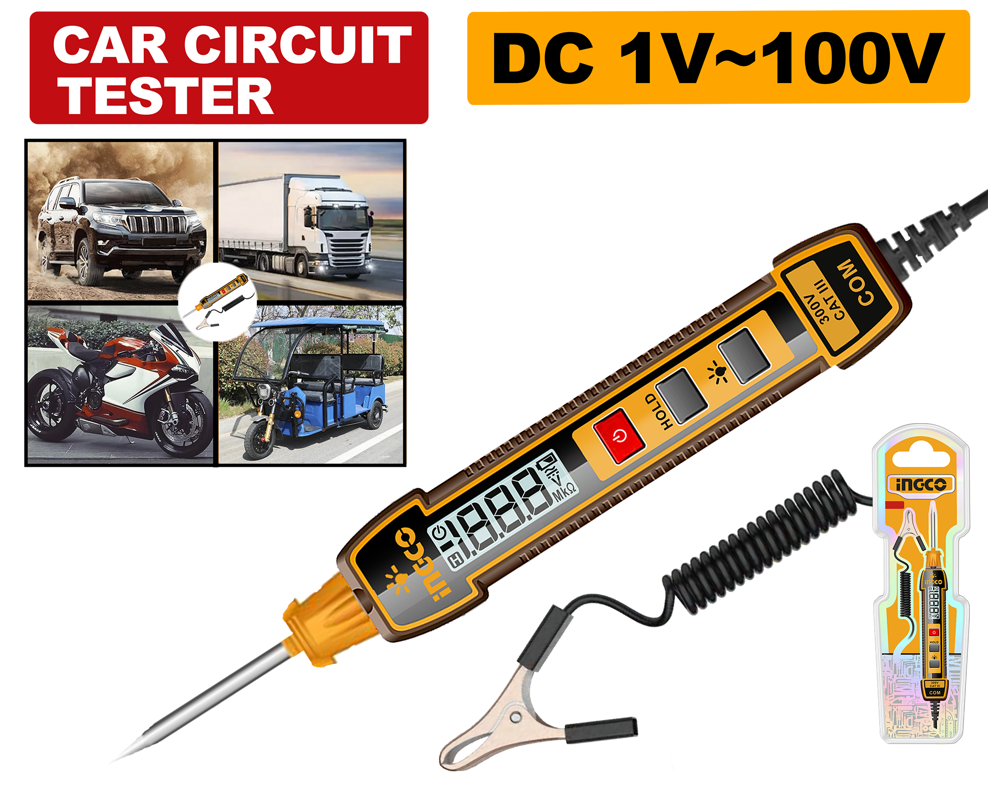 Fazometër dixhital për makinë DC 1-100V INGCO HSDT41001