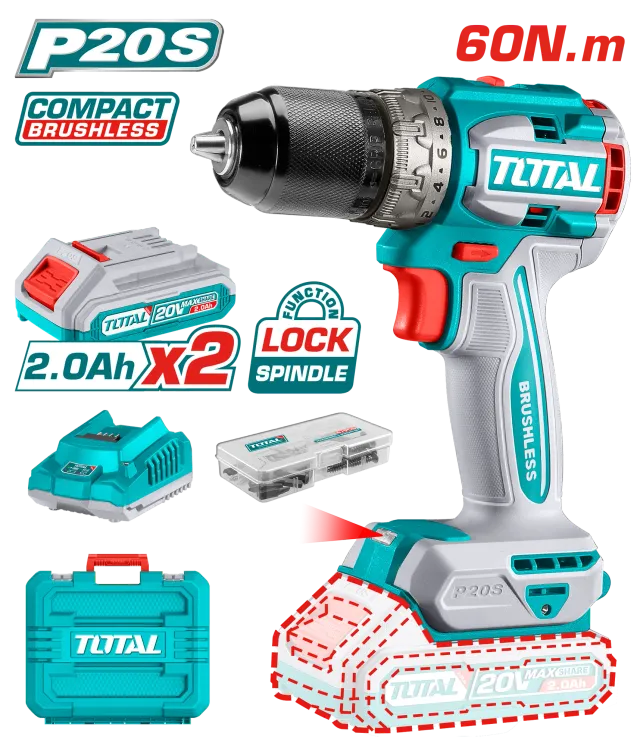 ШТРАФИЛИЦА 20V 2×2.0Ah БАТЕРИИ 60N TOTAL TDLI20602