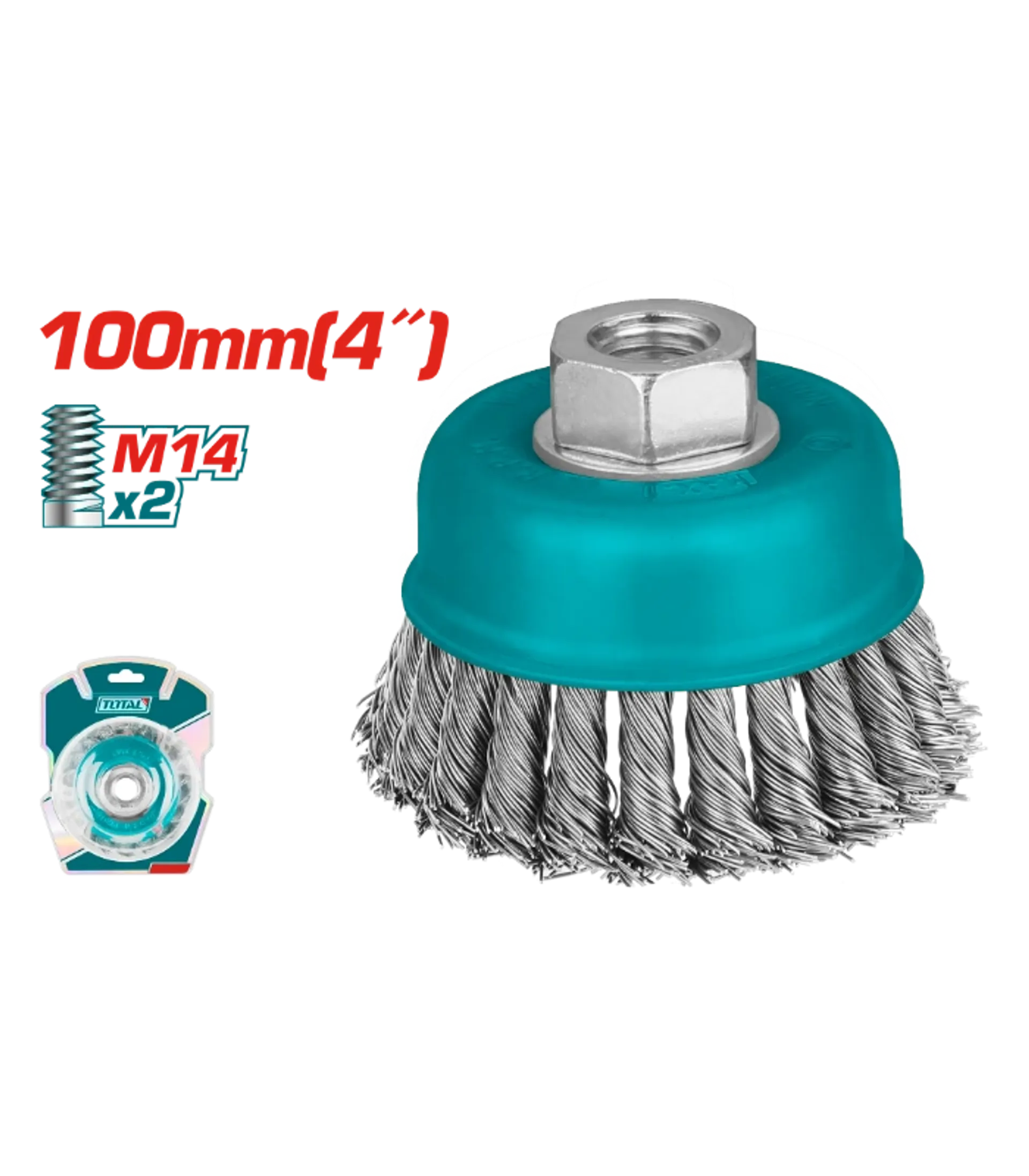 Furçë metali 100mm për brusilja këndore M14x2 TOTAL TAC320414