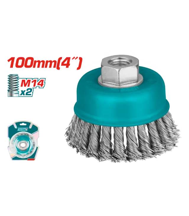 Furçë metali 100mm për brusilja këndore M14x2 TOTAL TAC320414