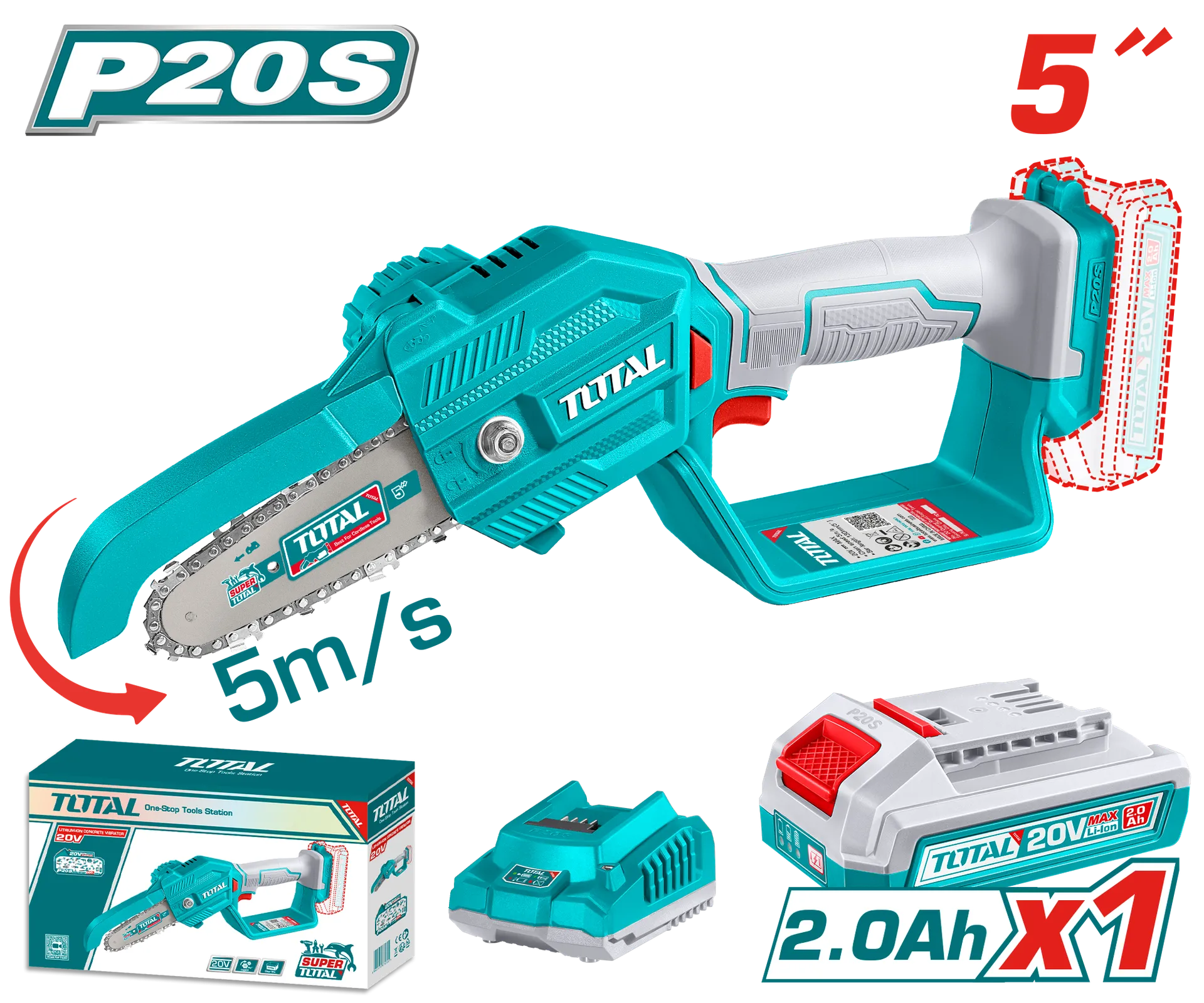 Sharje motorike me bateri per dege 1×2.0Ah TOTAL TGSLI20581