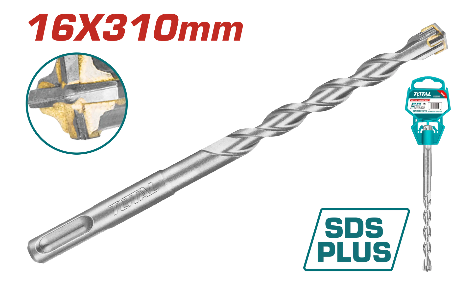 Shpim për beton SDS+ 4 16x310mm TOTAL TAC311604C