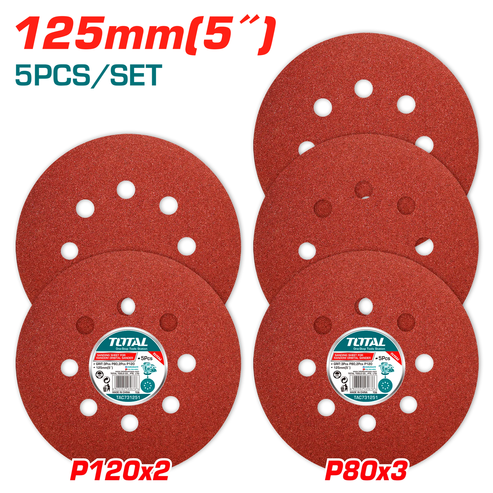 Set 5/1 cartela 125mm TOTAL TAC731251