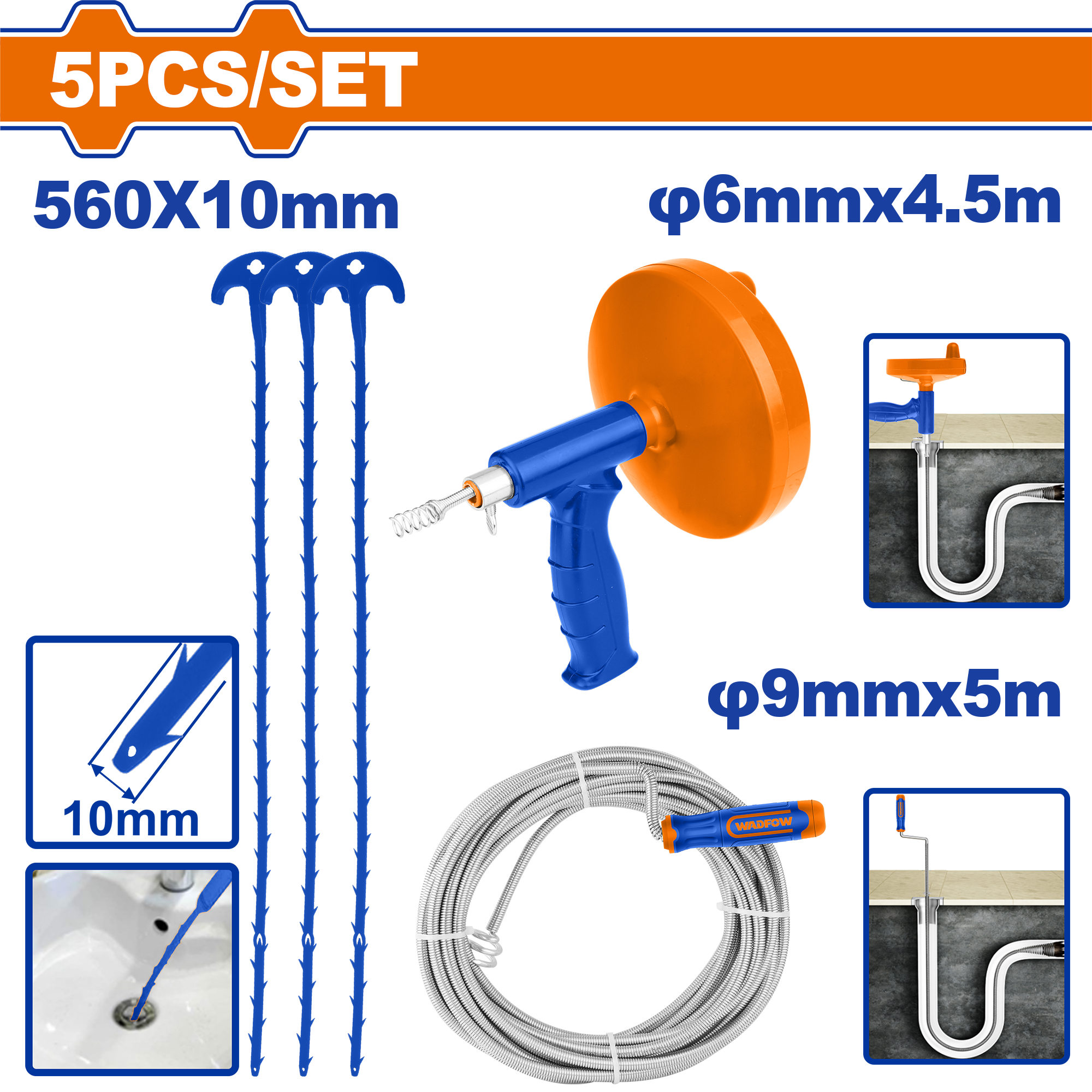 Set për pastrimin e kanalizimit 5/1 WADFOW WDD9301