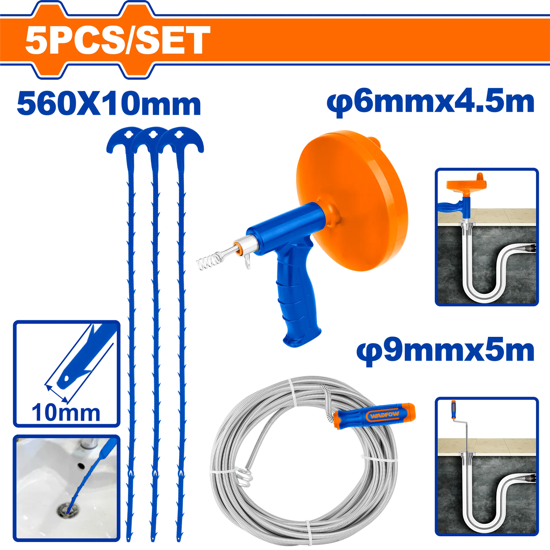 Set për pastrimin e kanalizimit 5/1 WADFOW WDD9301