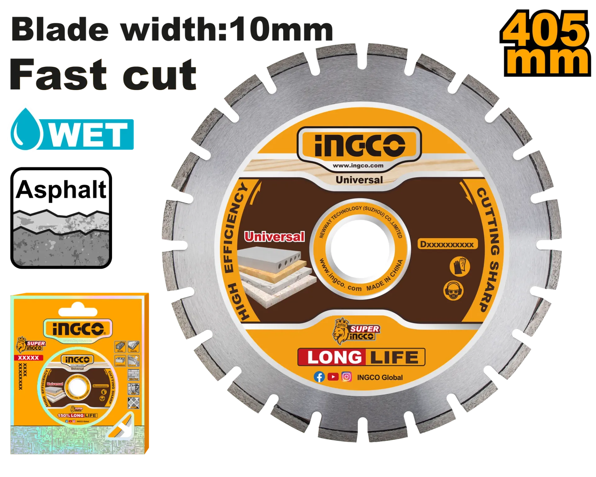 ДИЈАМАНТСКИ ДИСК 405mm ЗА GSF16-2 МОКРО АСФАЛТ INGCO DMD064051