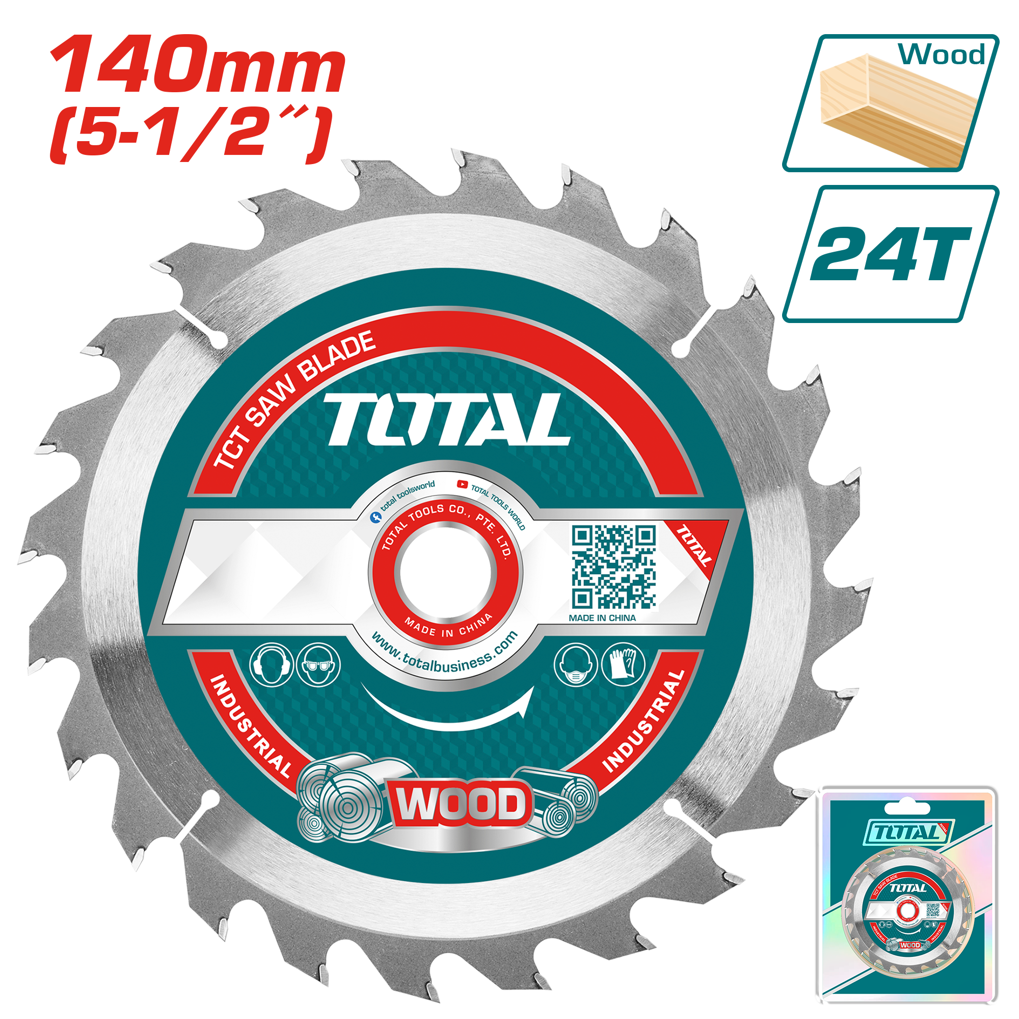 ПИЛА ЗА ЦИРКУЛАР 140mm 24Т ДРВО TOTAL TAC232241