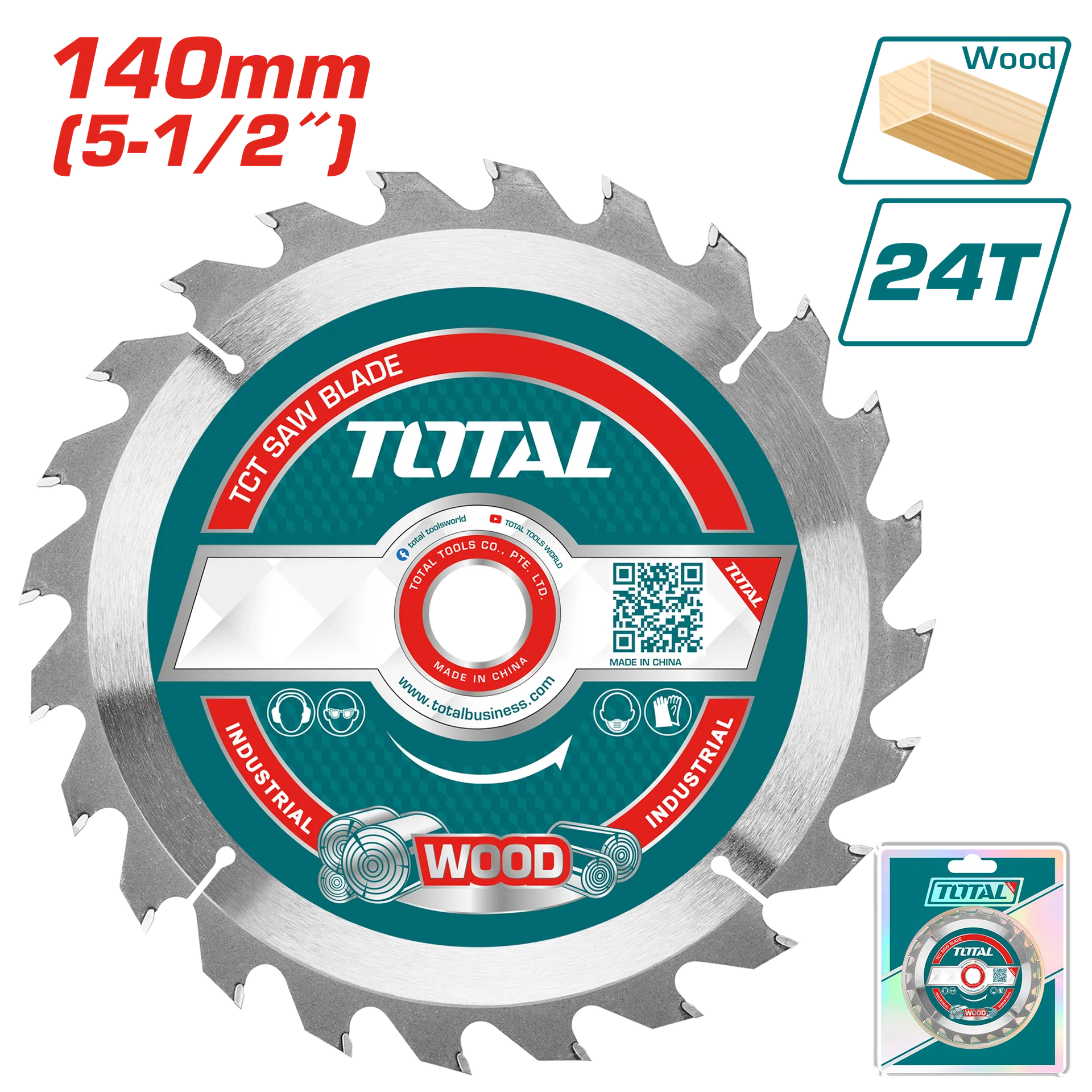 ПИЛА ЗА ЦИРКУЛАР 140mm 24Т ДРВО TOTAL TAC232241