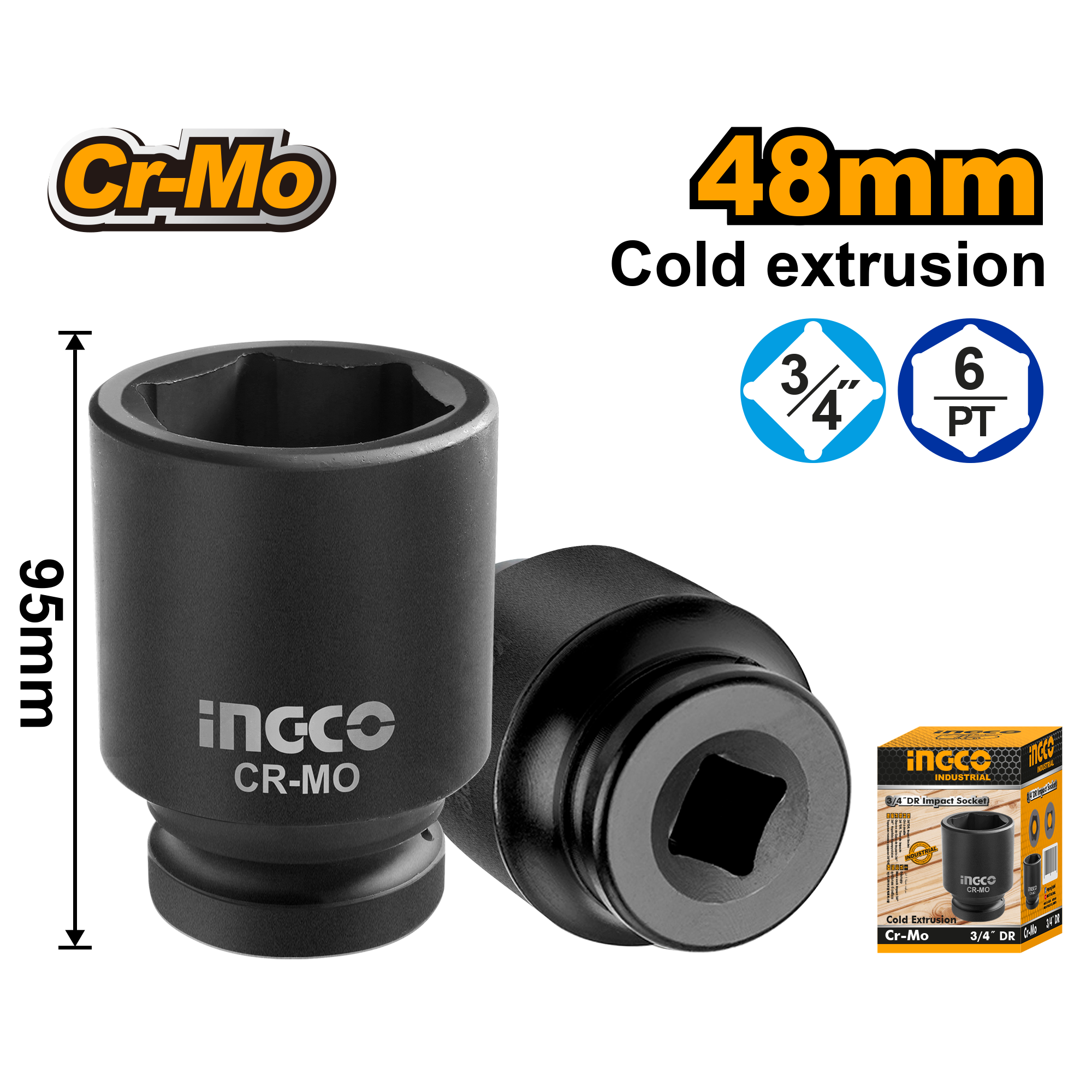 Çelës patentë i gjatë 3/4 INGCO 48mm HHIS3448L