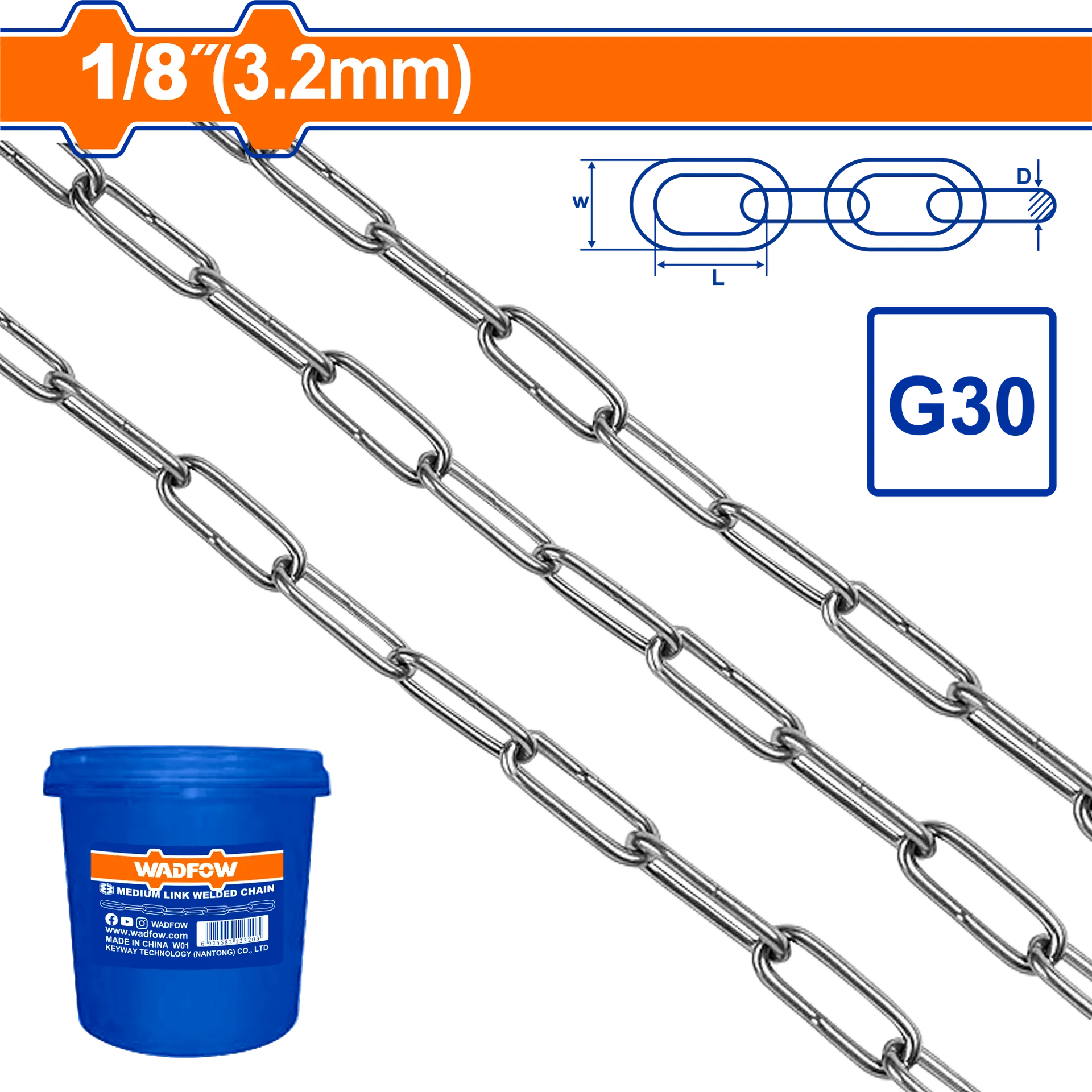 Zinxhir 3mm 125M (çmimi per meter) WADFOW WTLT1B03