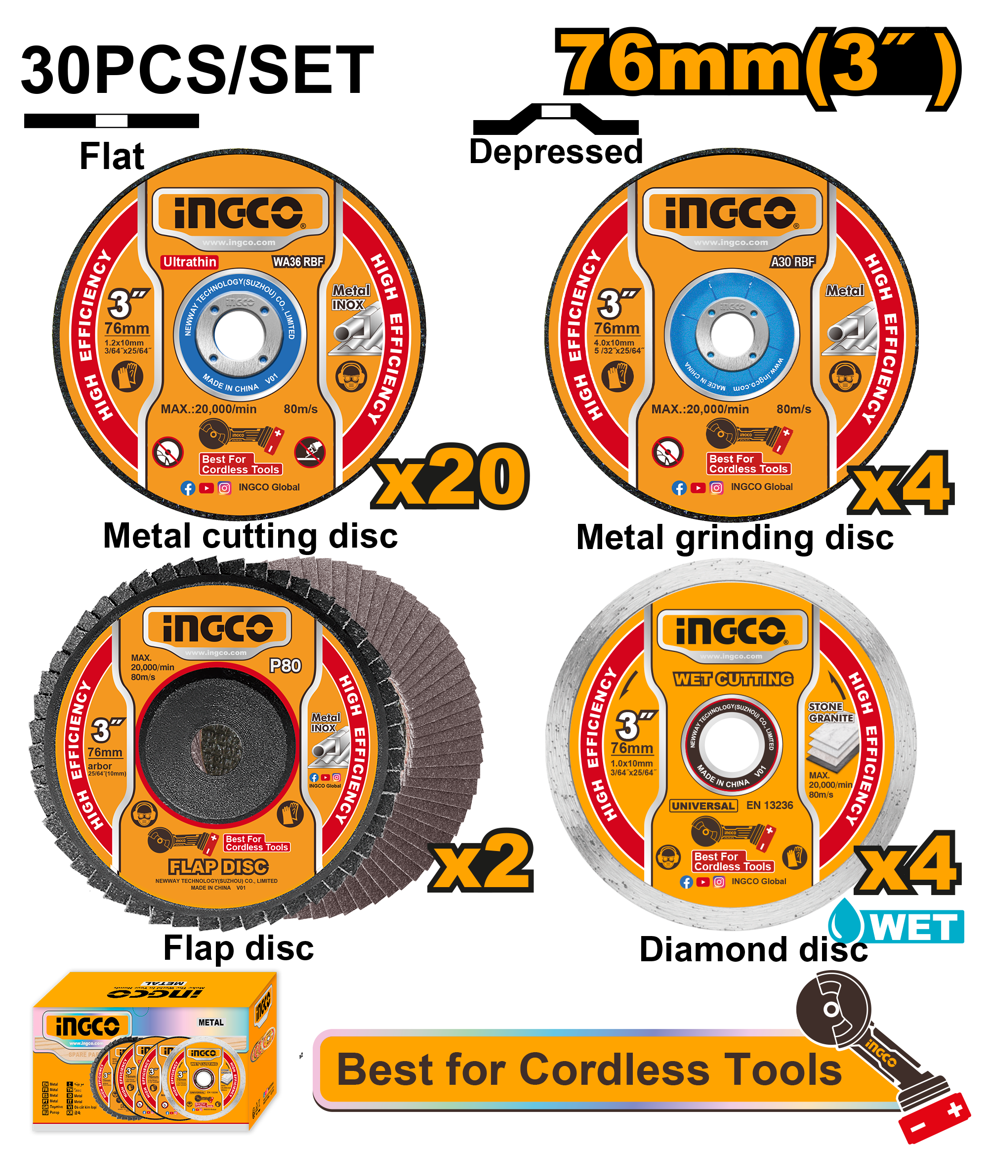 Set guri abraziv INGCO 30/1 - MCD07630